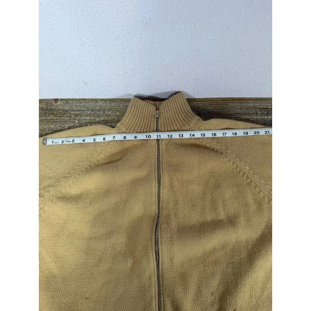 J Crew‎ Camel Zip Sweater Mens Old Money Quiet Luxury Large Preppy Minimal Y2K